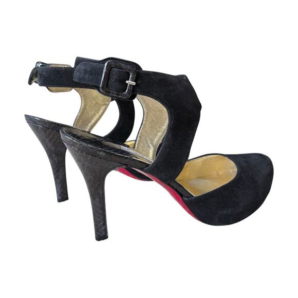 Vintage Luciano Padovan Red Bottom Suede Snakeskin Heels 36.5 - Picture 2 of 15